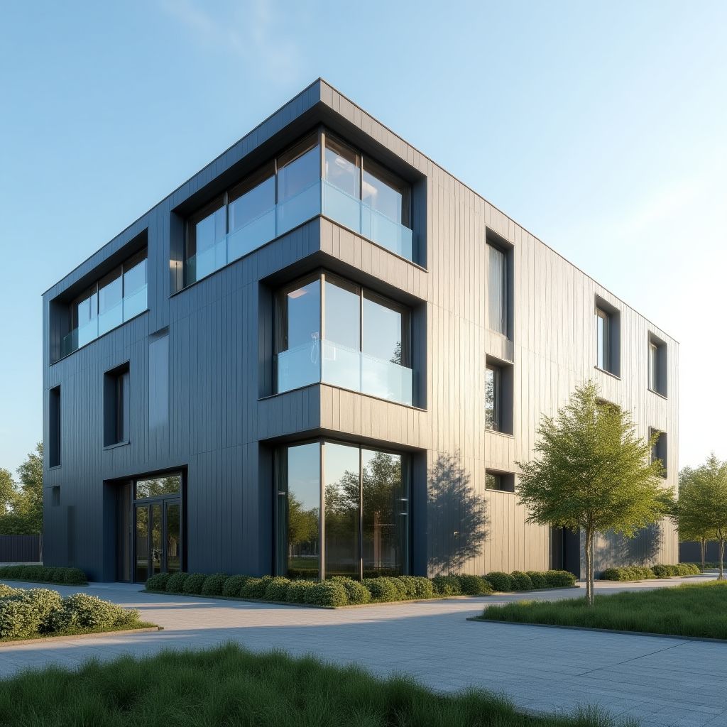 Planta sostenible con paneles solares