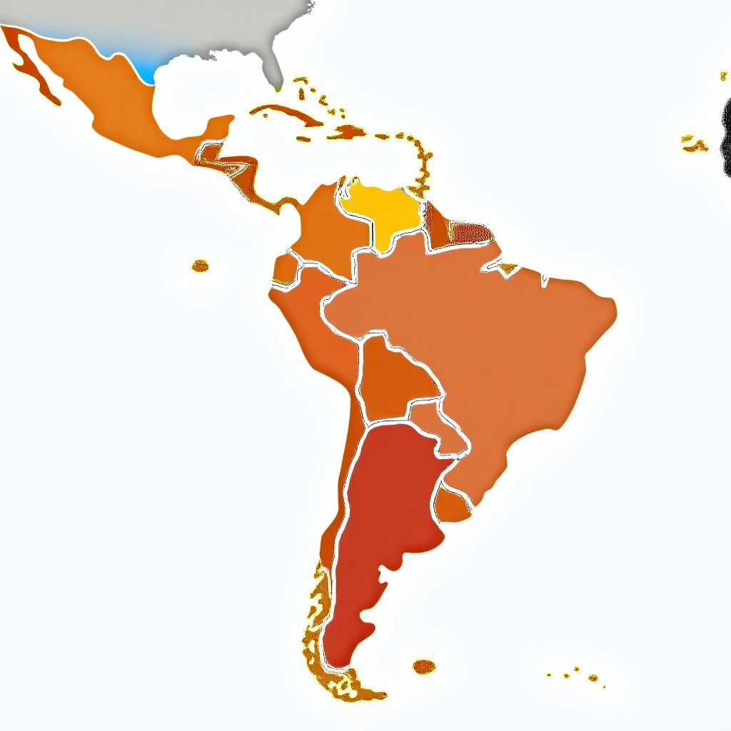 Mapa de Latinoamérica con rutas de expansión